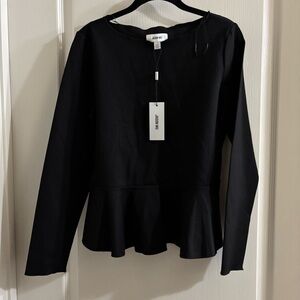 Jason Wu Black Long Sleeve Peplum Blouse